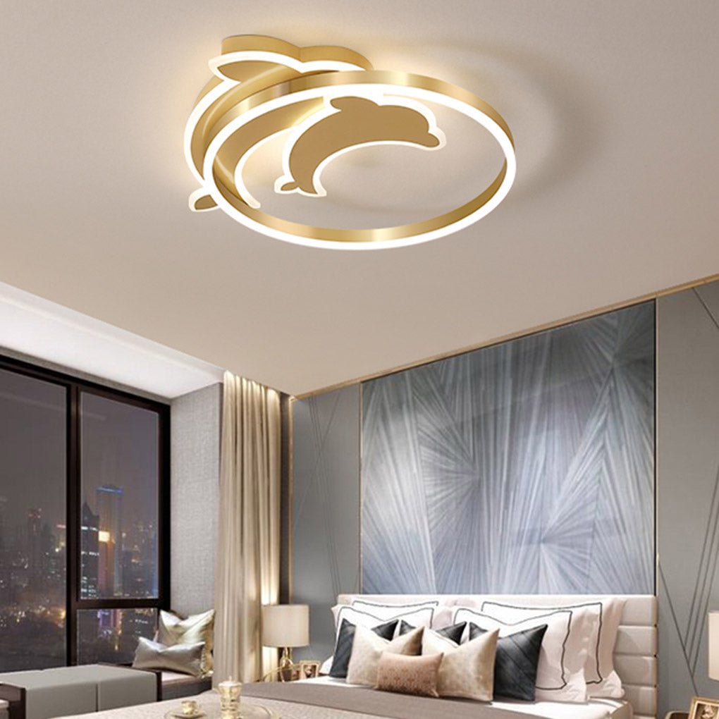 Romantic Three-Color LED Dolphin Ceiling Lamp