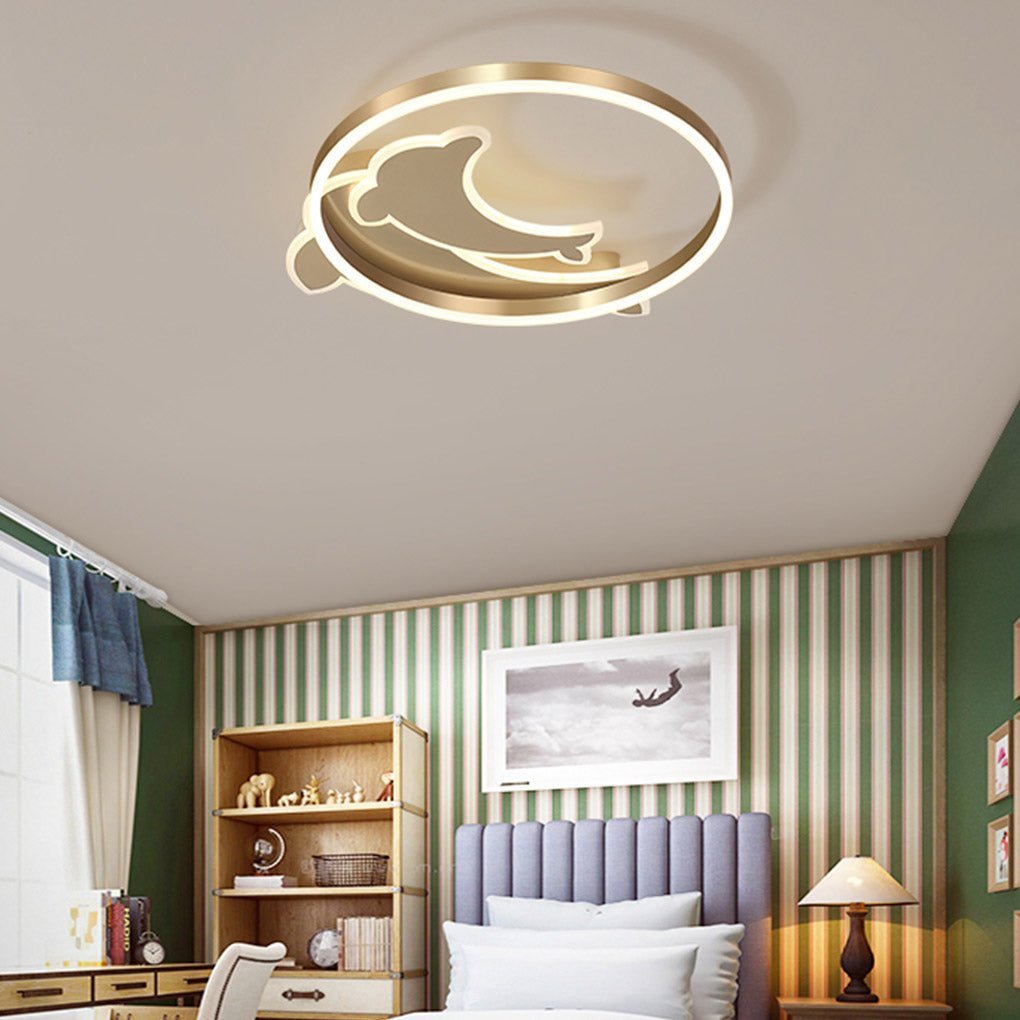 Romantic Three-Color LED Dolphin Ceiling Lamp