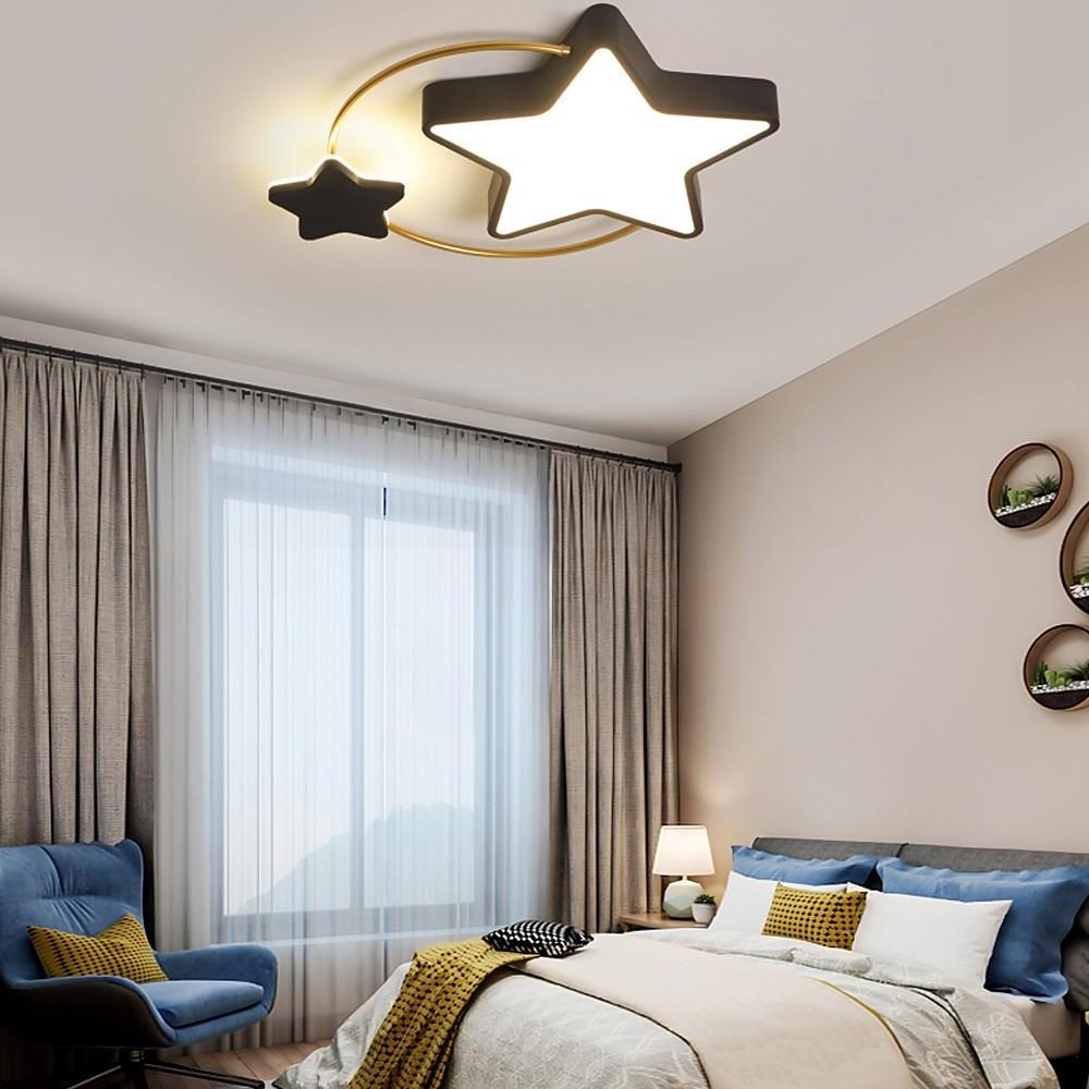 Lighom kids 2-star white flush mount lighting — Dimmable with Remote