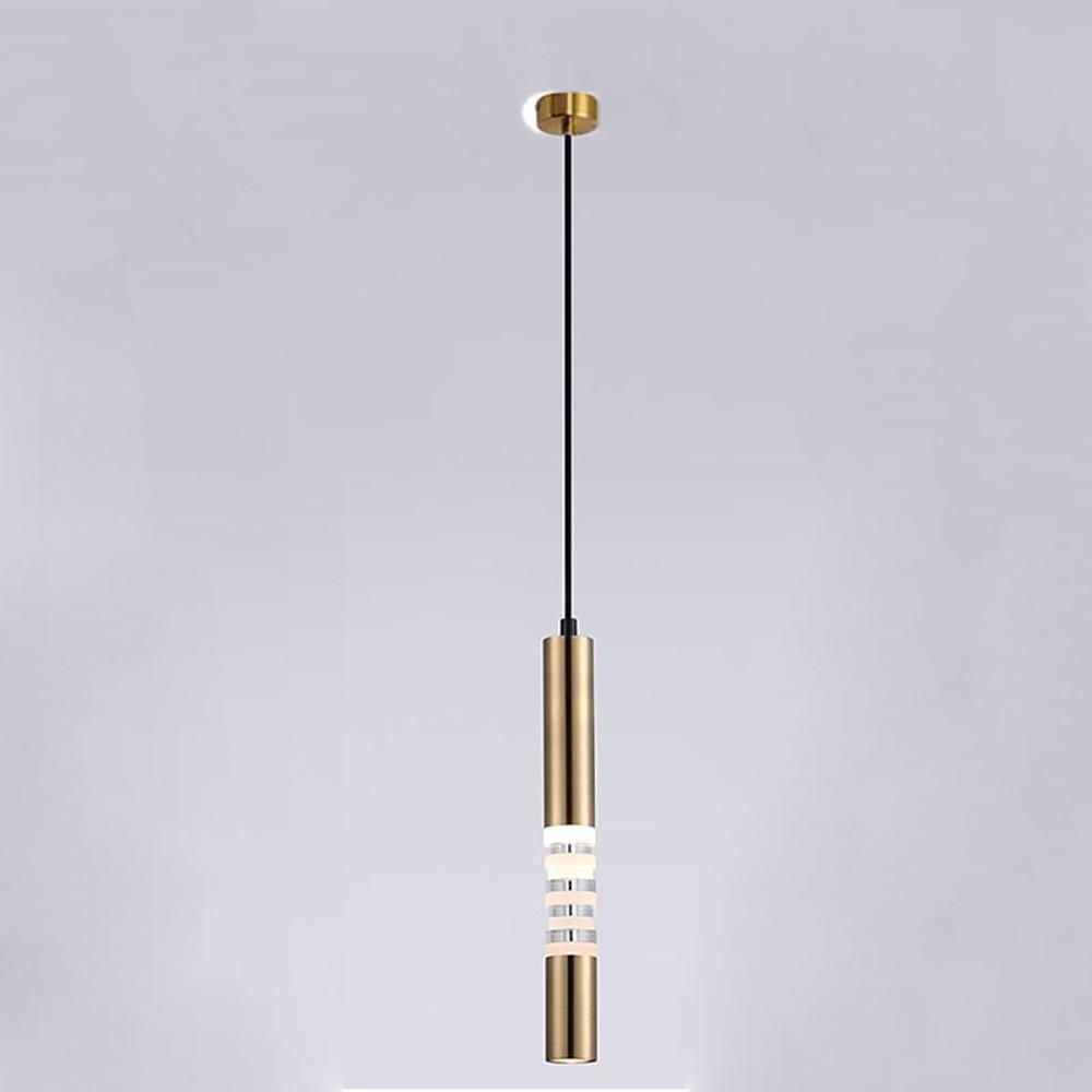 Cylindrical Linear Metal Acrylic Industrial Foyer Pendant