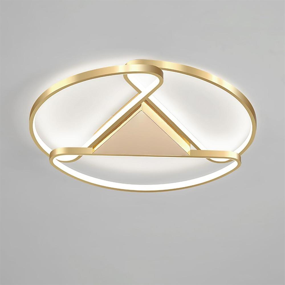 Triangle circle wood flush mount lighting, Lighom — Cool White (6000K)