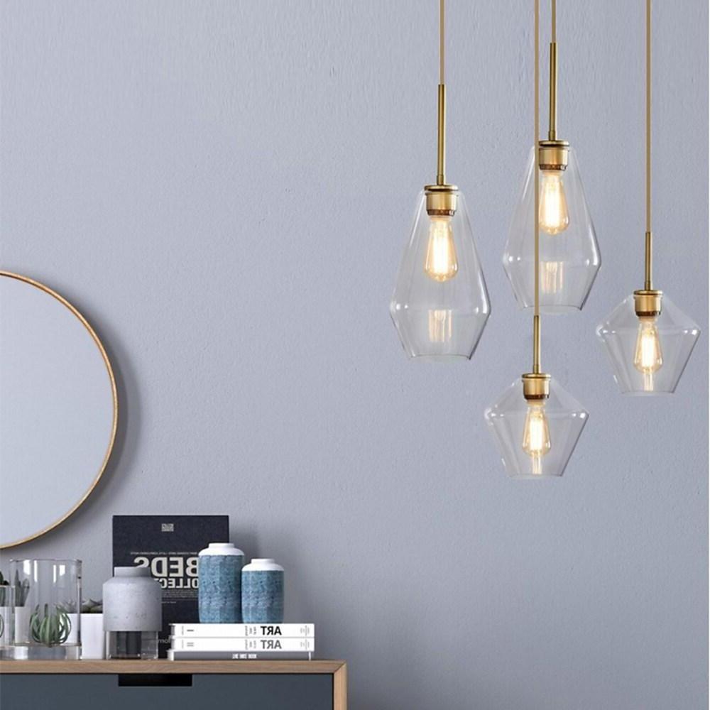 Transparent glass pendant lighting - industrial — 10.1" H x 6.7" Dia