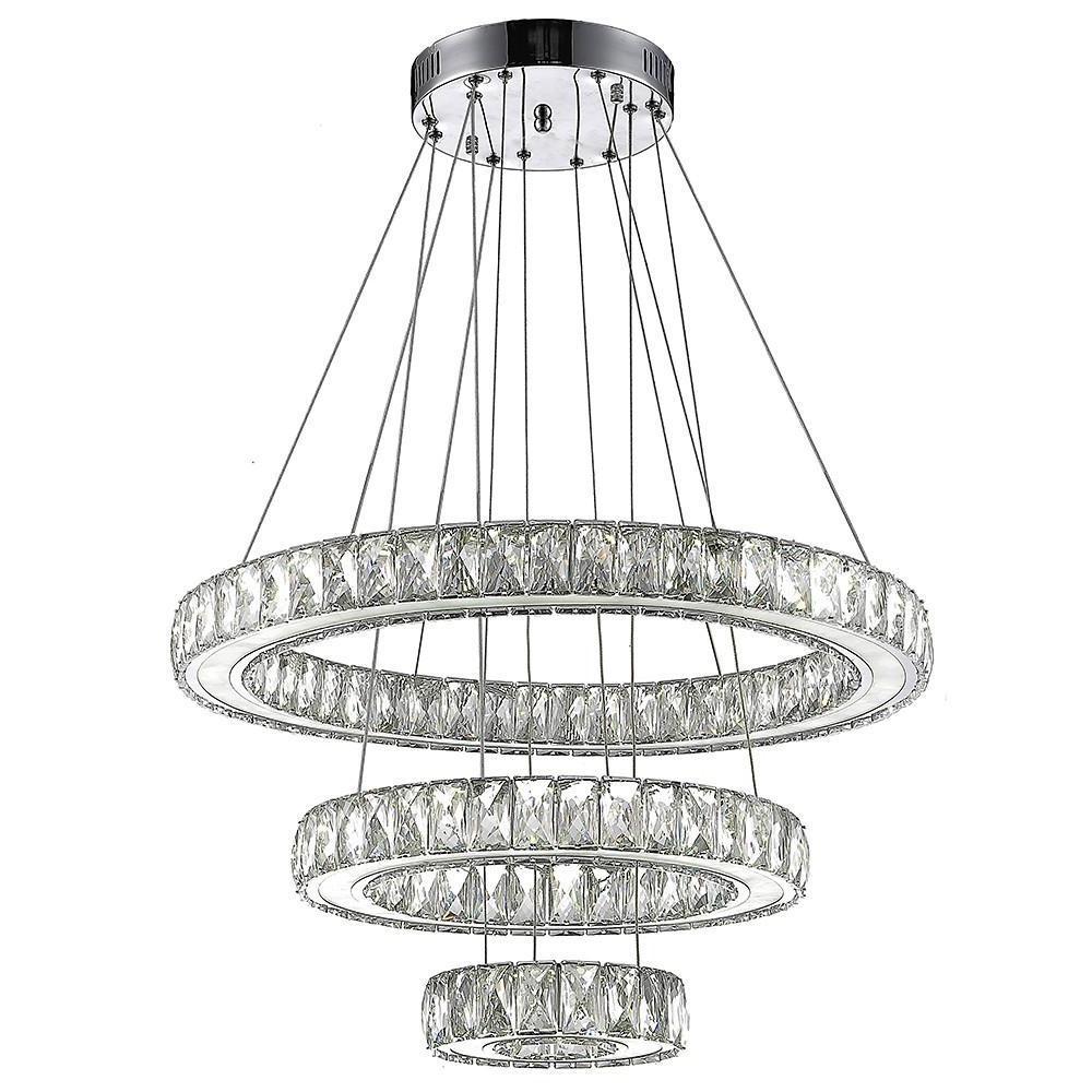 Contemporary 3 Ring Pendant Electroplated Crystal Chandeliers-Lighom