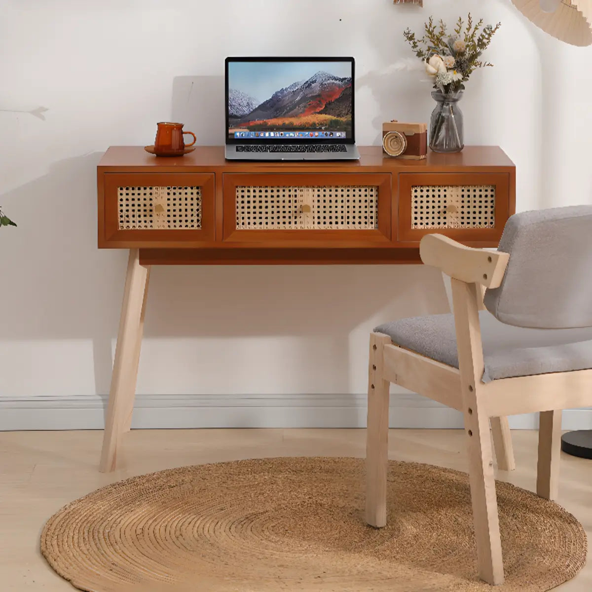 Pine Butcher Block Small Narrow Drawer Writing Desk