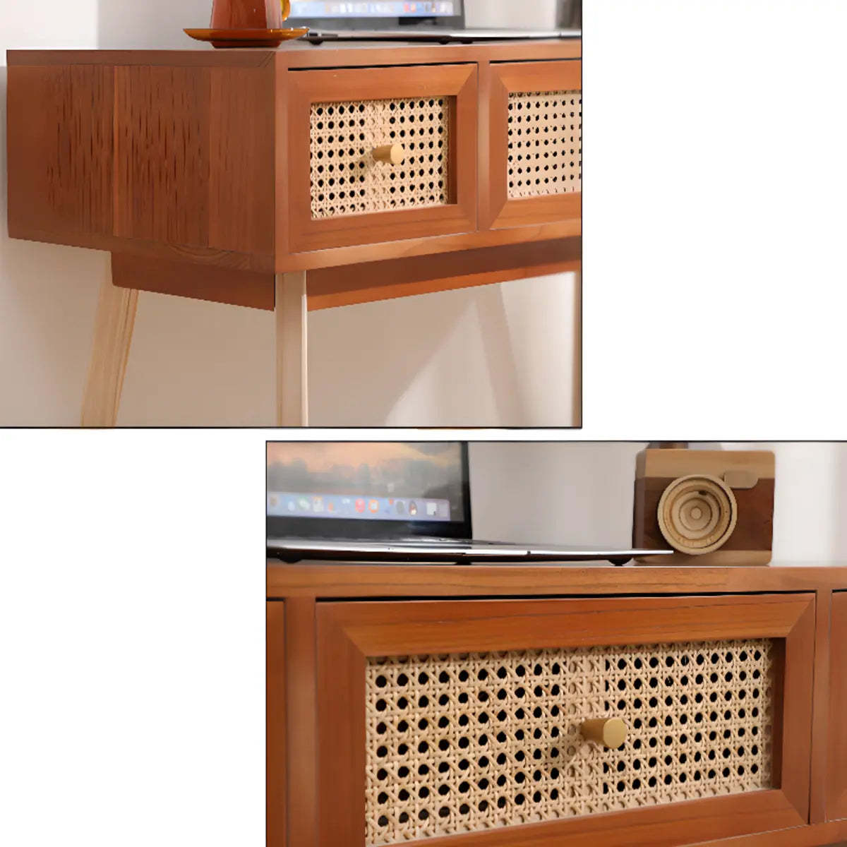 Pine Butcher Block Small Narrow Drawer Writing Desk