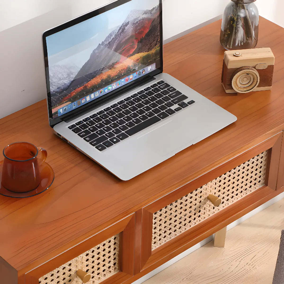 Pine Butcher Block Small Narrow Drawer Writing Desk