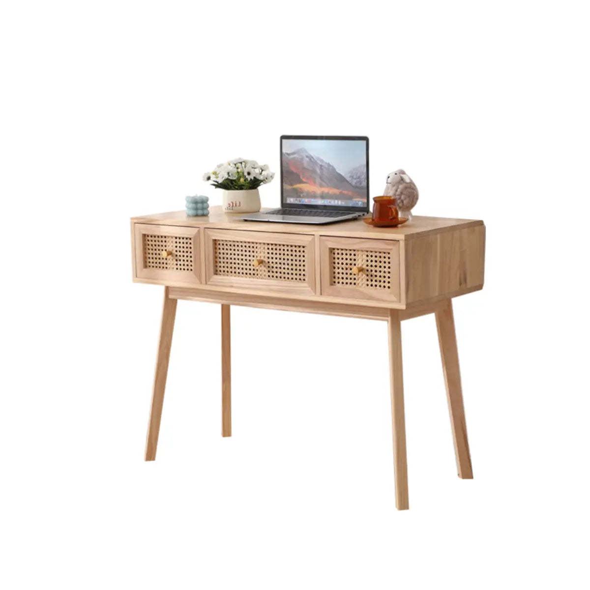 Pine Butcher Block Small Narrow Drawer Writing Desk