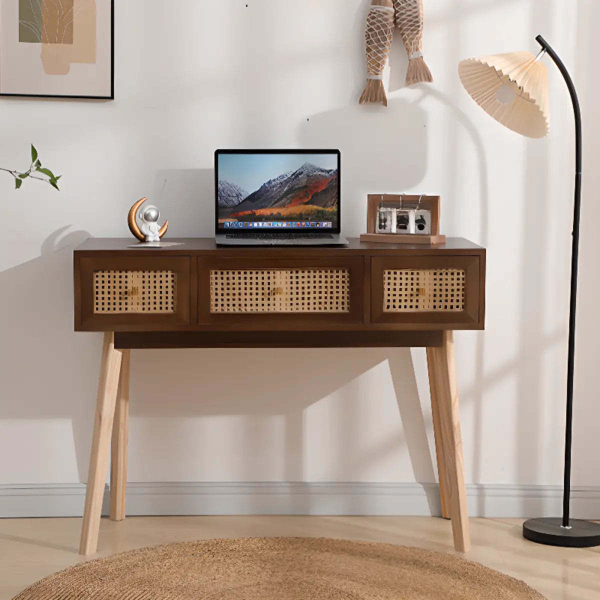 Pine Butcher Block Small Narrow Drawer Writing Desk
