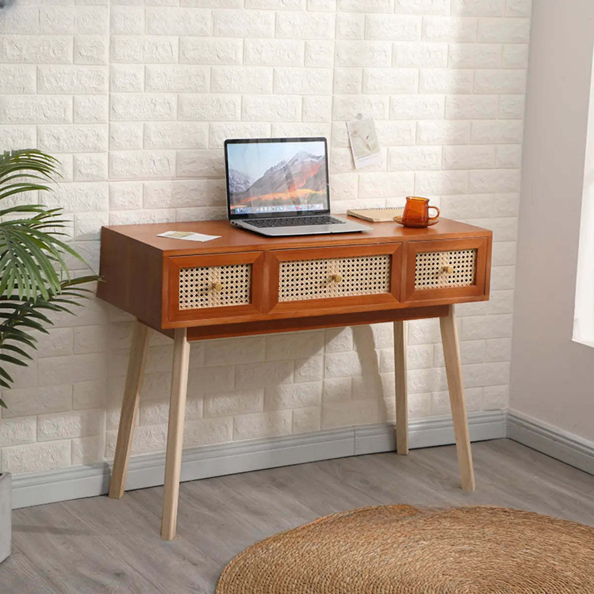 Pine Butcher Block Small Narrow Drawer Writing Desk