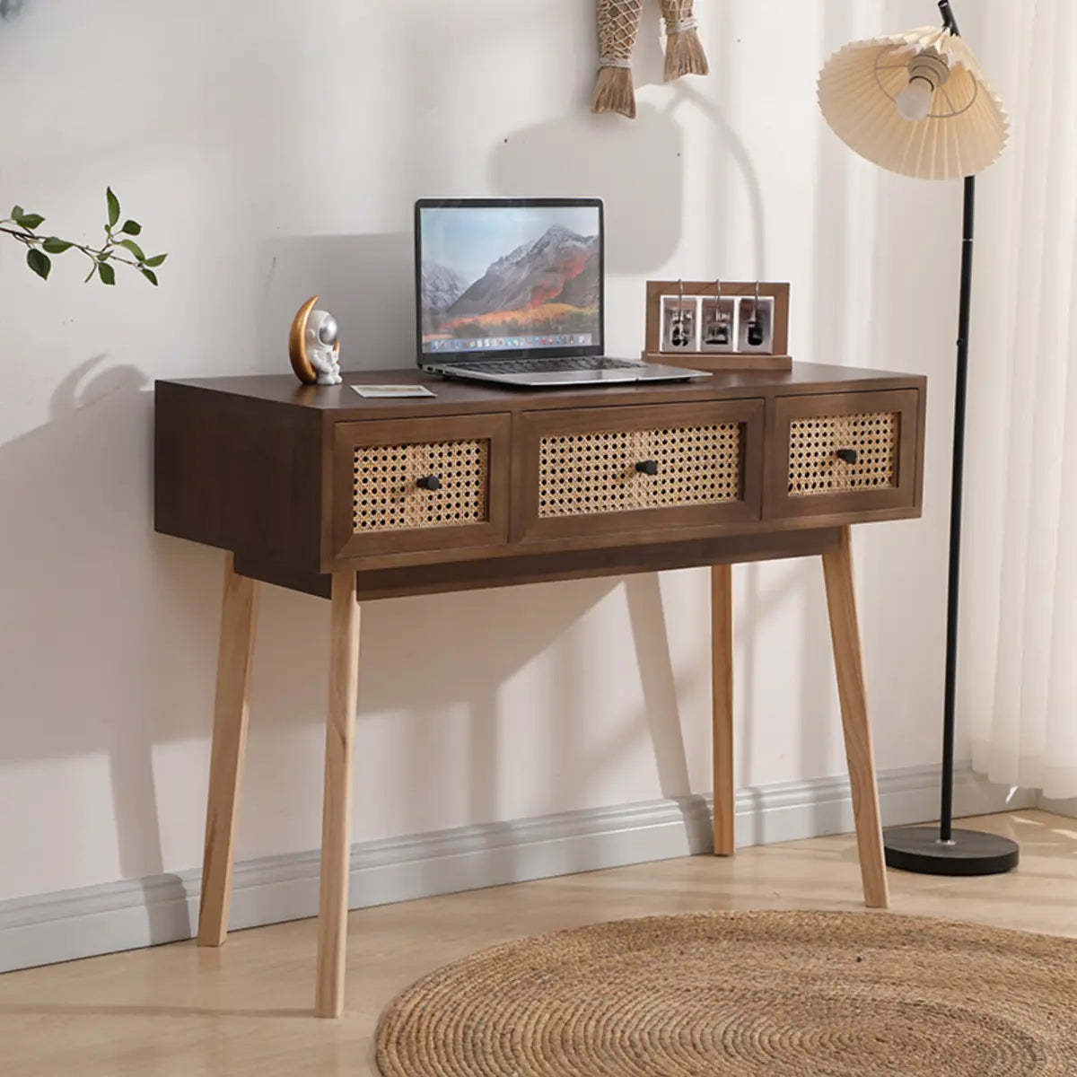 Pine Butcher Block Small Narrow Drawer Writing Desk