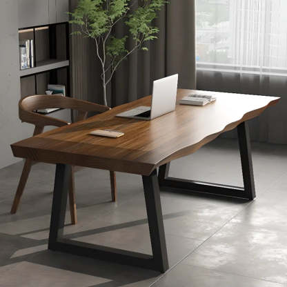 Pine Medium Wood Free-Form Sled Writing Desk — Without Chairs