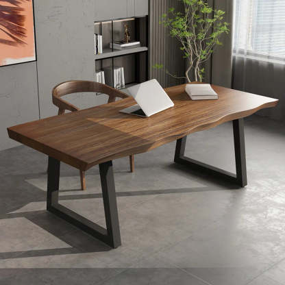 Pine Medium Wood Free-Form Sled Writing Desk — Without Chairs