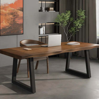 Pine Medium Wood Free-Form Sled Writing Desk — Without Chairs