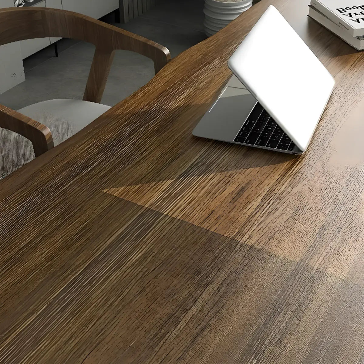 Pine Medium Wood Free-Form Sled Writing Desk — Without Chairs