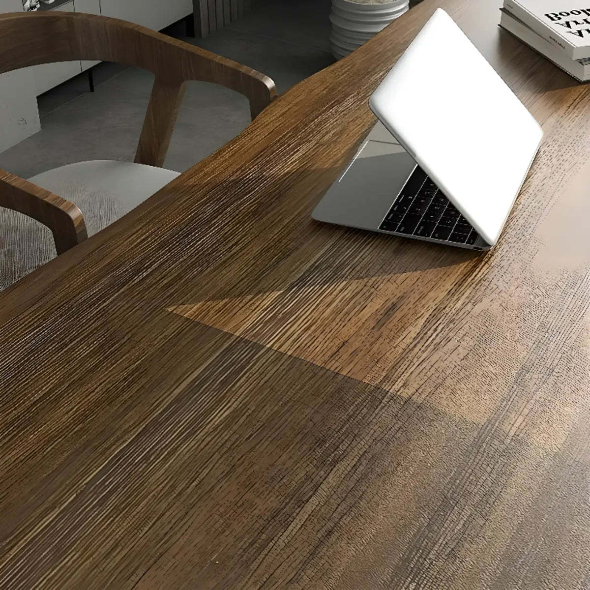 Pine Medium Wood Free-Form Sled Writing Desk — Without Chairs