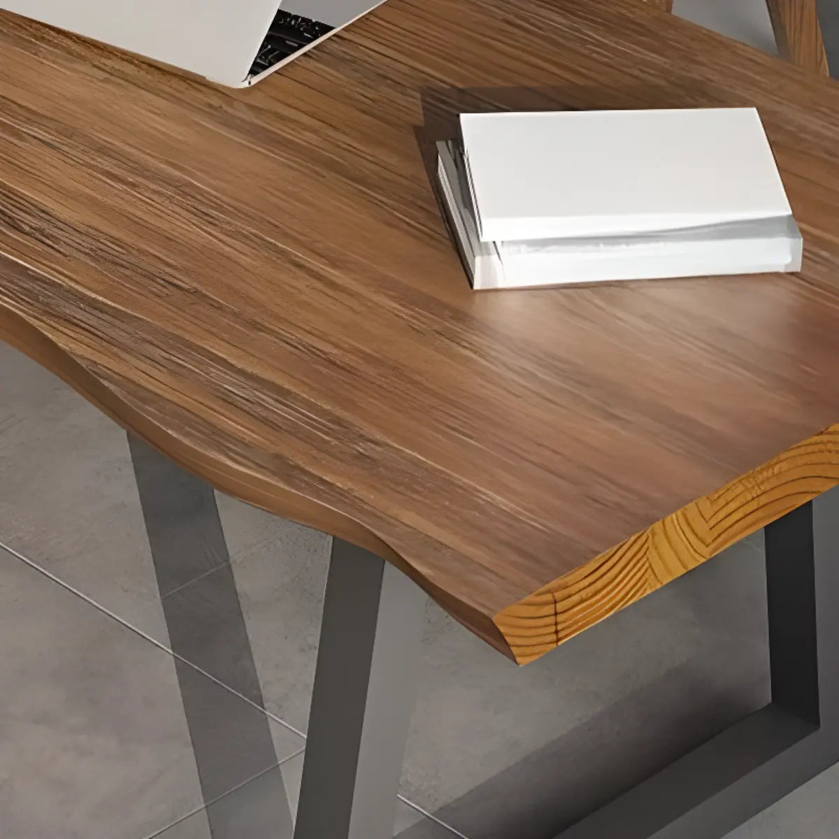 Pine Medium Wood Free-Form Sled Writing Desk — Without Chairs