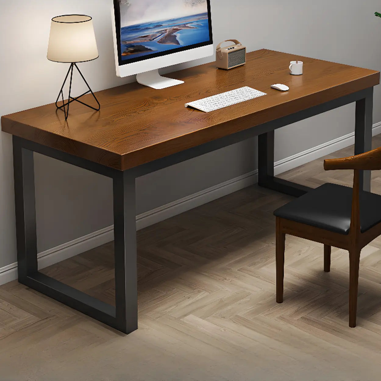 Pine Butcher Block Sled Double Writing Desk — Natural Finish / Table Only