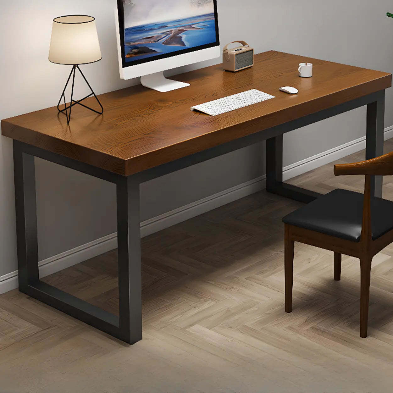 Pine Butcher Block Sled Double Writing Desk — Natural Finish / Table Only