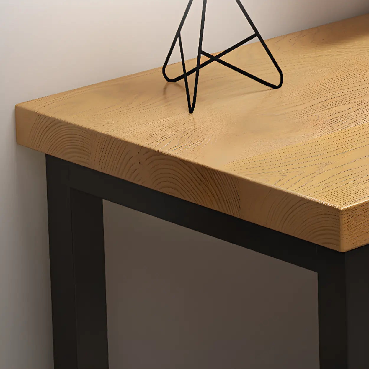 Pine Butcher Block Sled Double Writing Desk — Yellow-Brown / Table Only