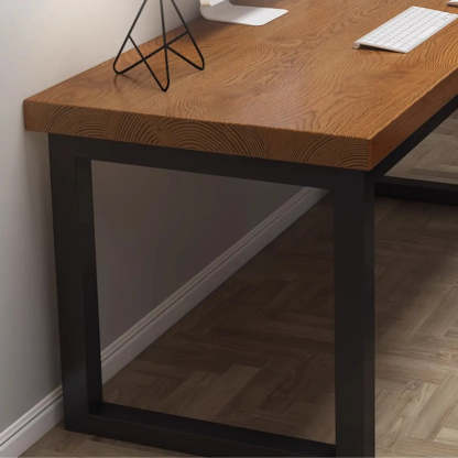 Pine Butcher Block Sled Double Writing Desk — Yellow-Brown / Table Only