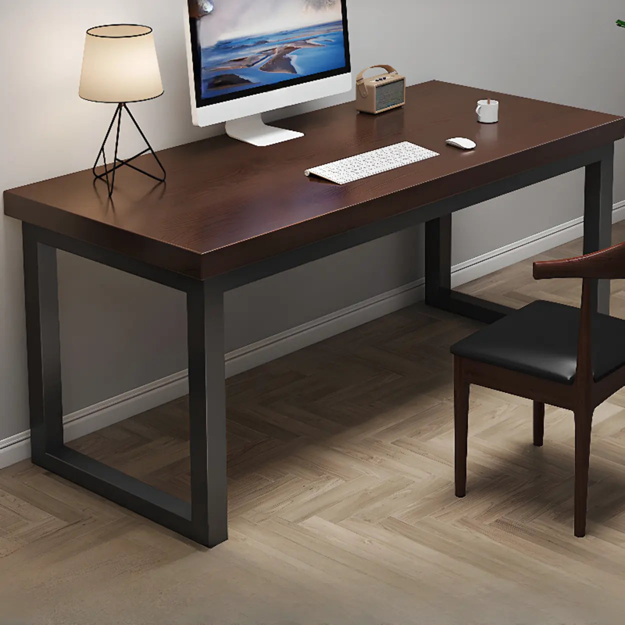 Pine Butcher Block Sled Double Writing Desk — Natural Finish / Table Only