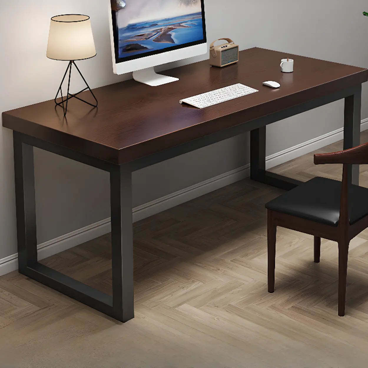 Pine Butcher Block Sled Double Writing Desk — Natural Finish / Table Only
