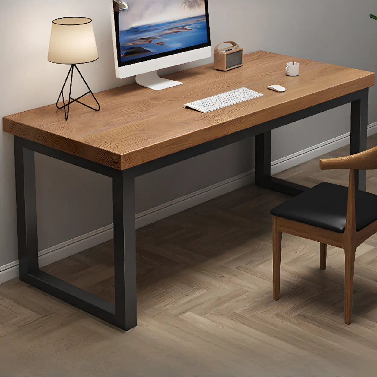 Pine Butcher Block Sled Double Writing Desk — Natural Finish / Table Only