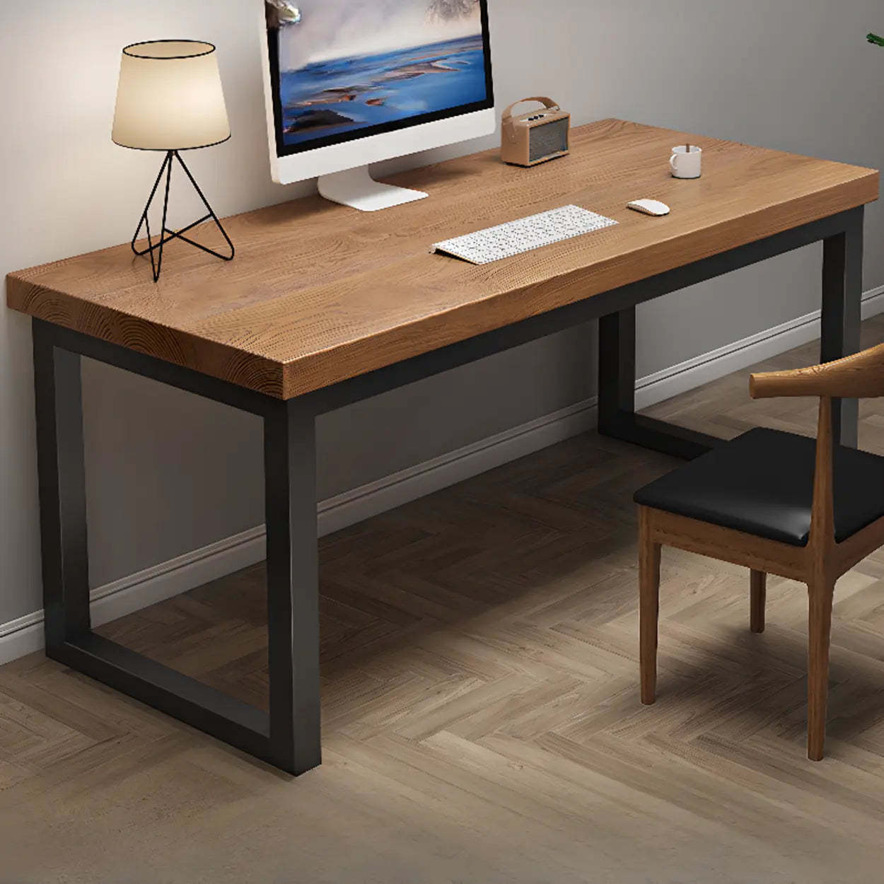 Pine Butcher Block Sled Double Writing Desk — Natural Finish / Table Only