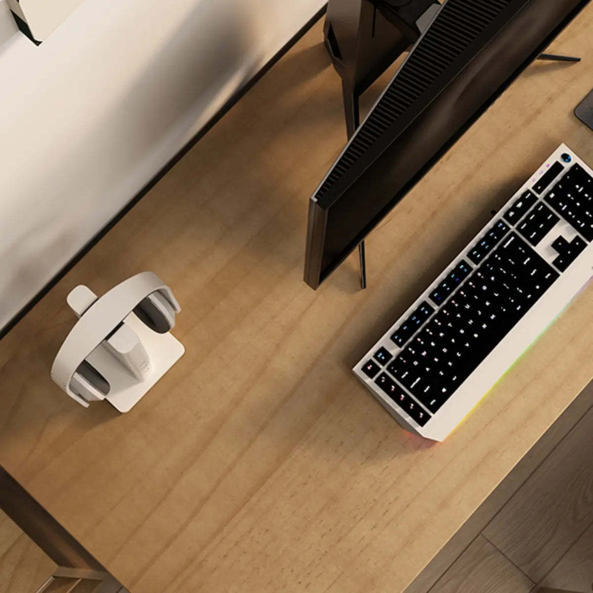 Pine Butcher Block Sled L-Shape Writing Desk — Without Chairs
