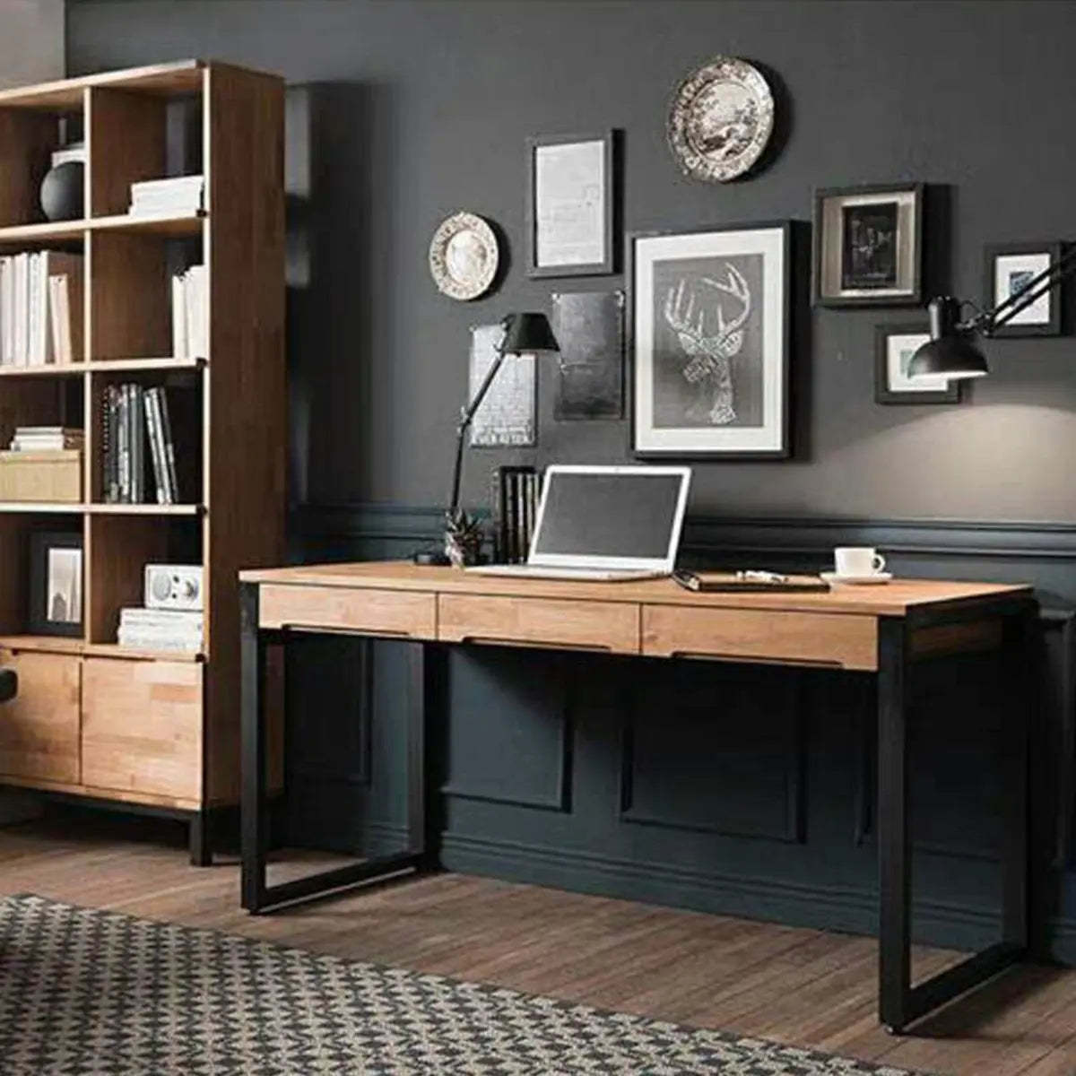 Pine Butcher Block Drawer Sledge Writing Desk — Without Chairs