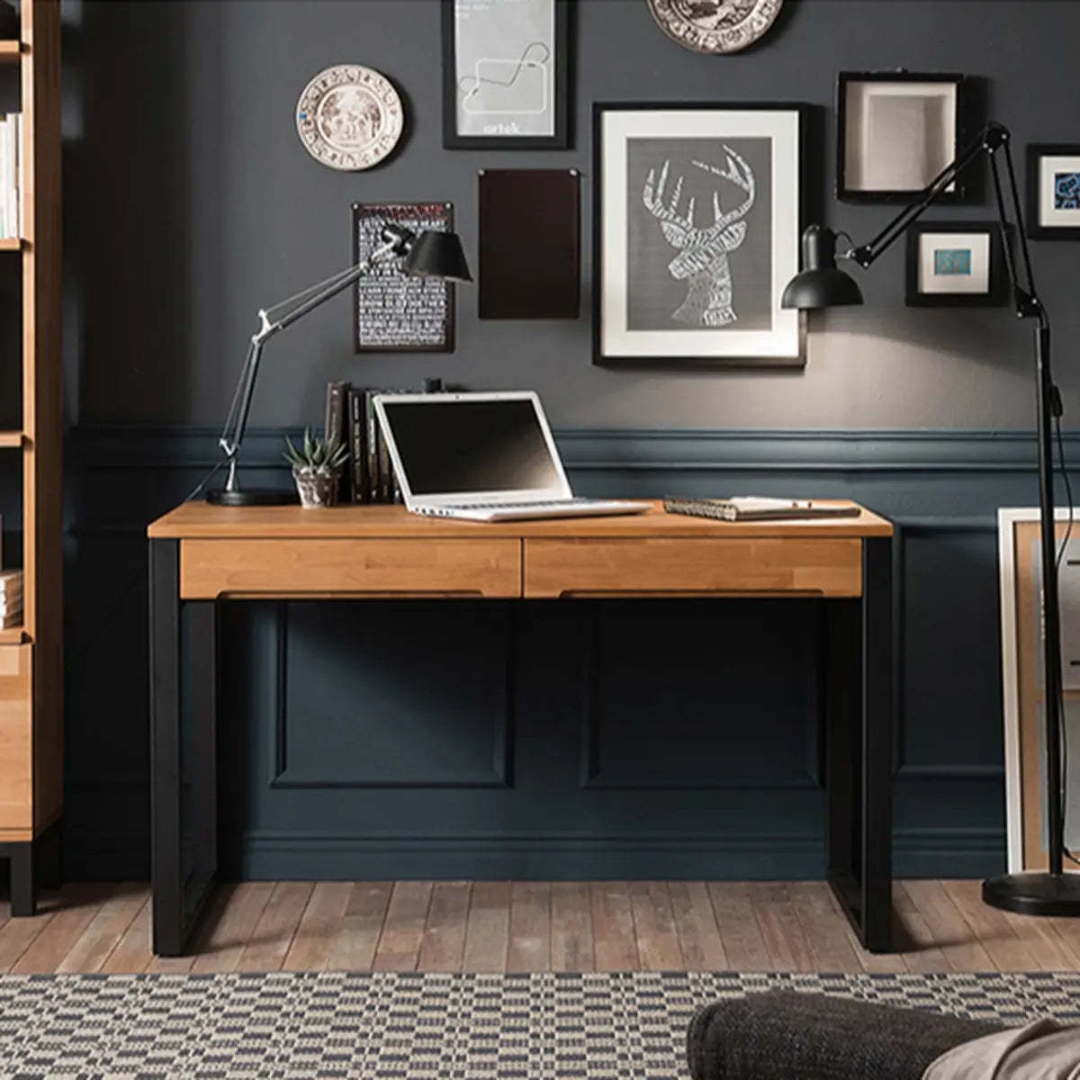 Pine Butcher Block Drawer Sledge Writing Desk