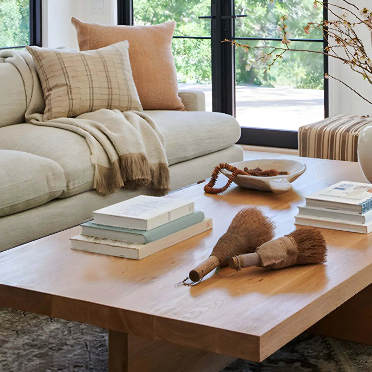 Pine Coffee Table with Cross Legs