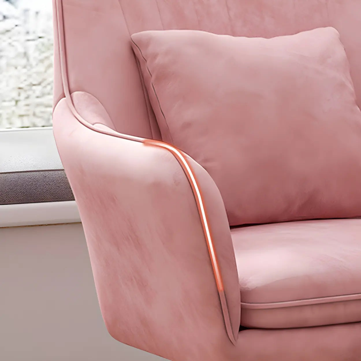 Pink Adjustable Plush Upholstered Swivel Office Chair — White / White / Latex