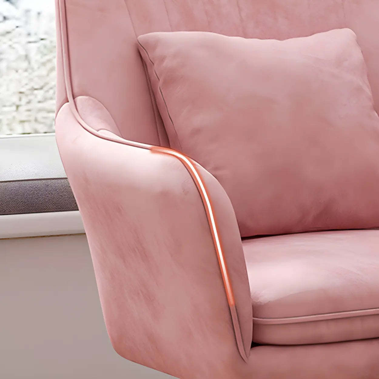 Pink Adjustable Plush Upholstered Swivel Office Chair — White / White / Latex