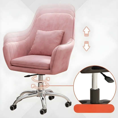 Pink Adjustable Plush Upholstered Swivel Office Chair — Grey / Chrome / Sponge