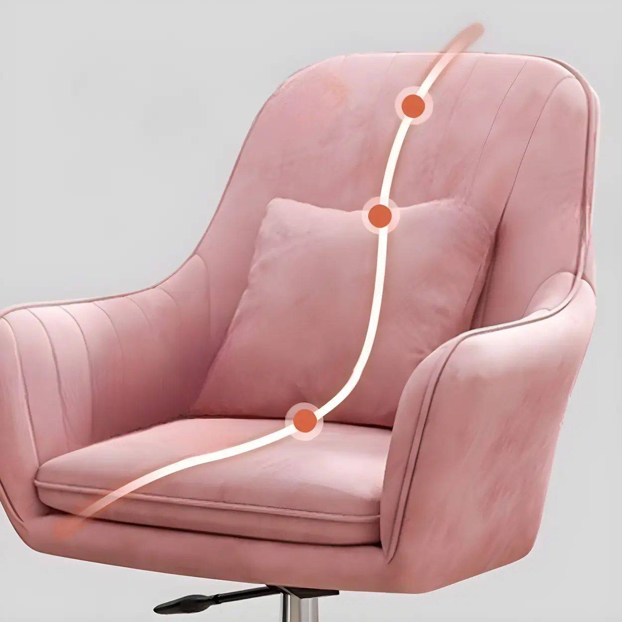 Pink Adjustable Plush Upholstered Swivel Office Chair — Grey / White / Sponge