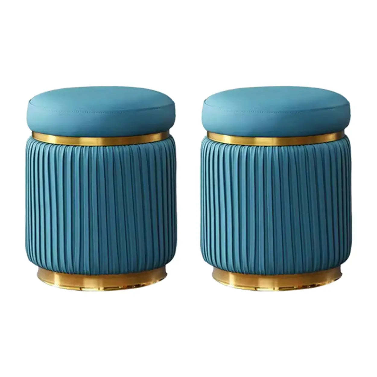 Pink Velvet Gold Cylindrical Vanity Stool