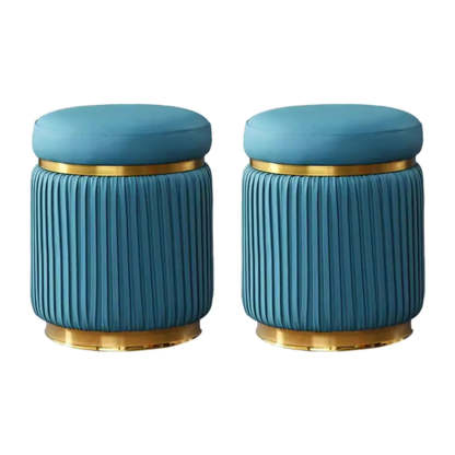 Pink Velvet Gold Cylindrical Vanity Stool
