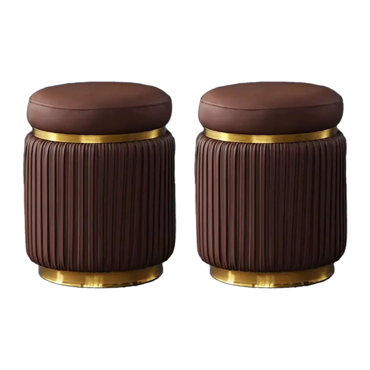 Pink Velvet Gold Cylindrical Vanity Stool