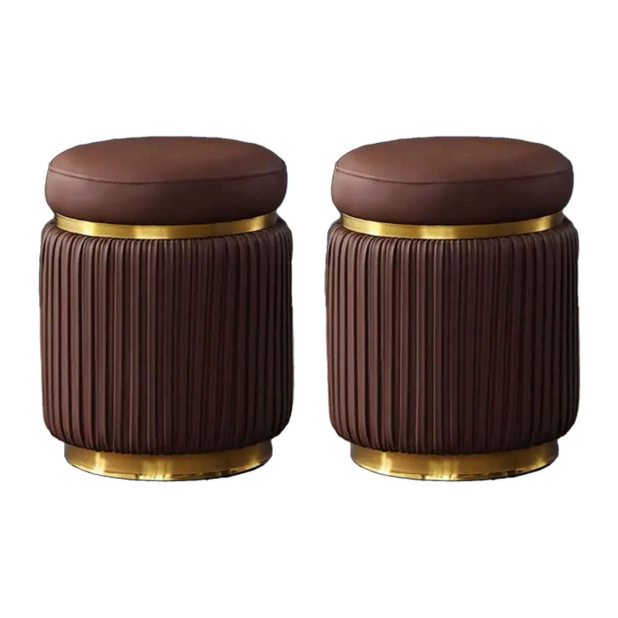 Pink Velvet Gold Cylindrical Vanity Stool