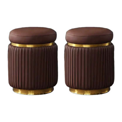Pink Velvet Gold Cylindrical Vanity Stool