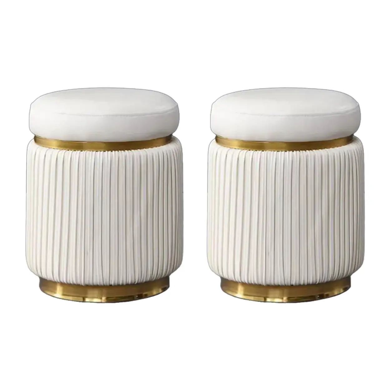 Pink Velvet Gold Cylindrical Vanity Stool