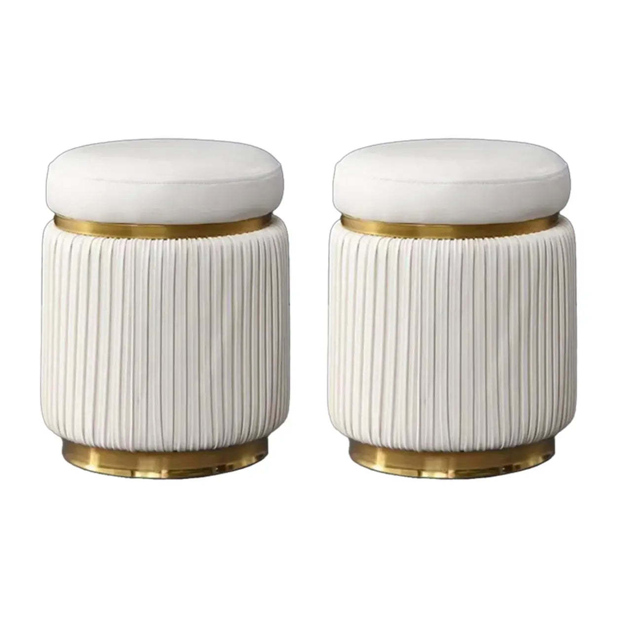 Pink Velvet Gold Cylindrical Vanity Stool
