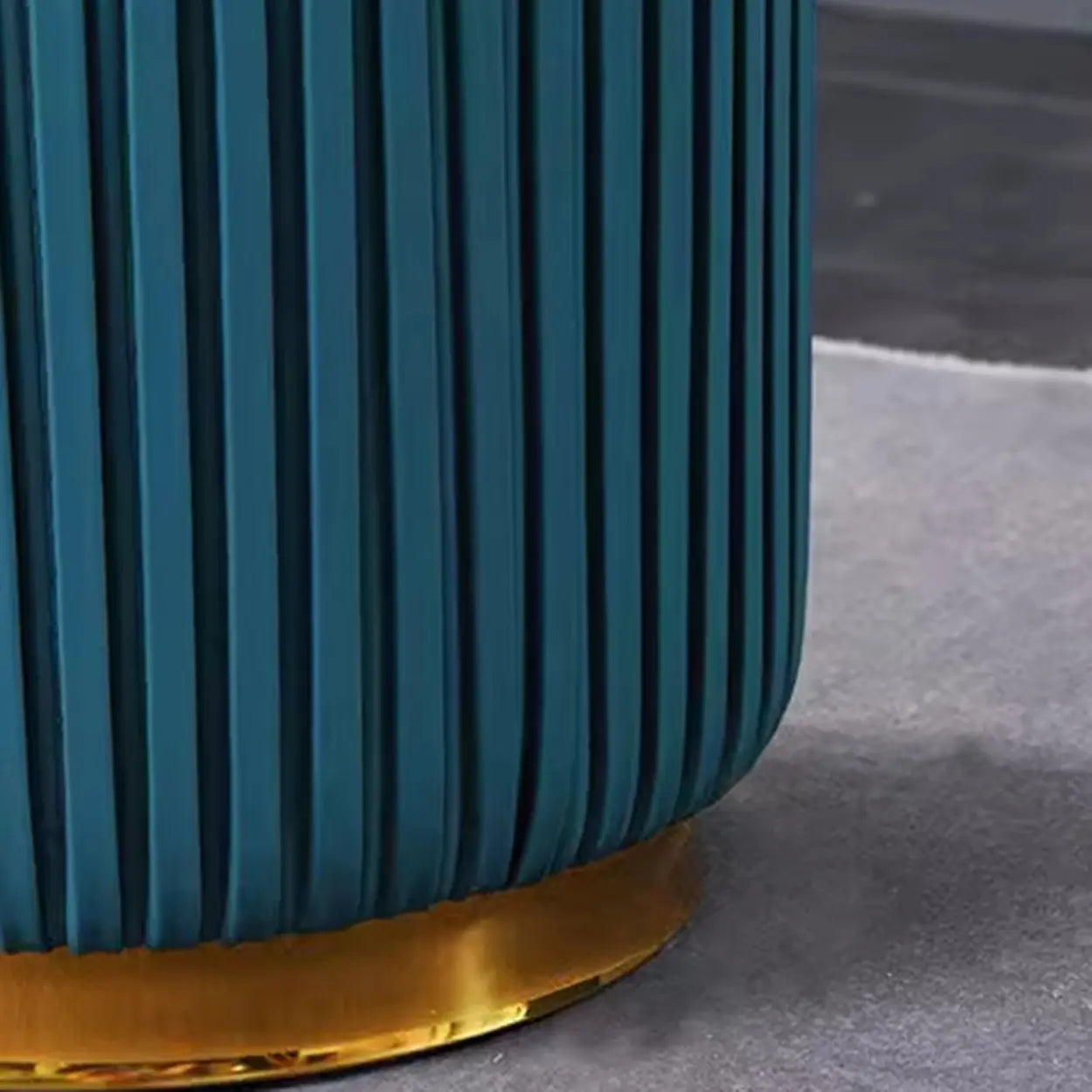 Pink Velvet Gold Cylindrical Vanity Stool — Blue / 2 Piece Set