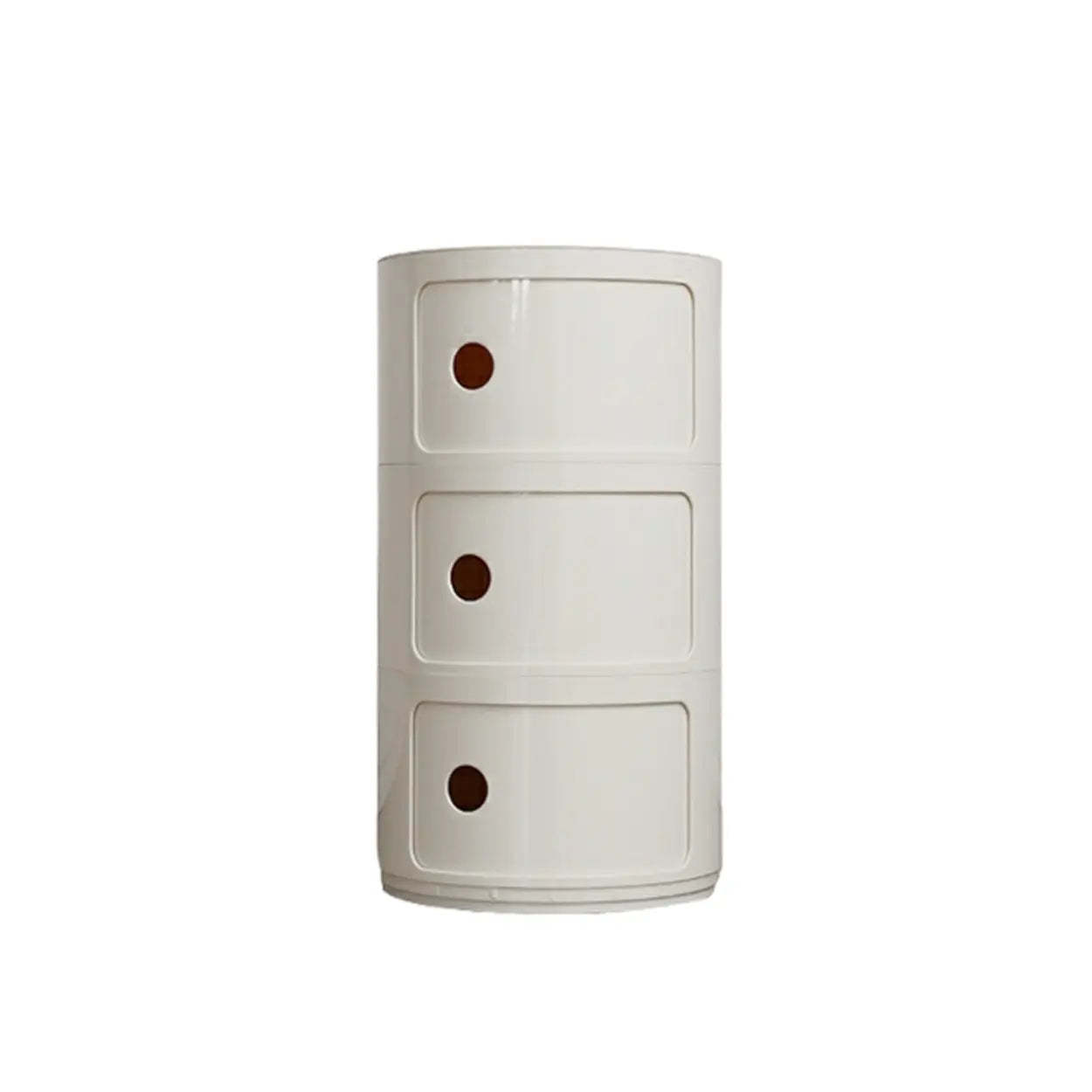 Pink Round Plastic Nightstand with Shelves and Cabinet — Ginger / 2 Piece Set
