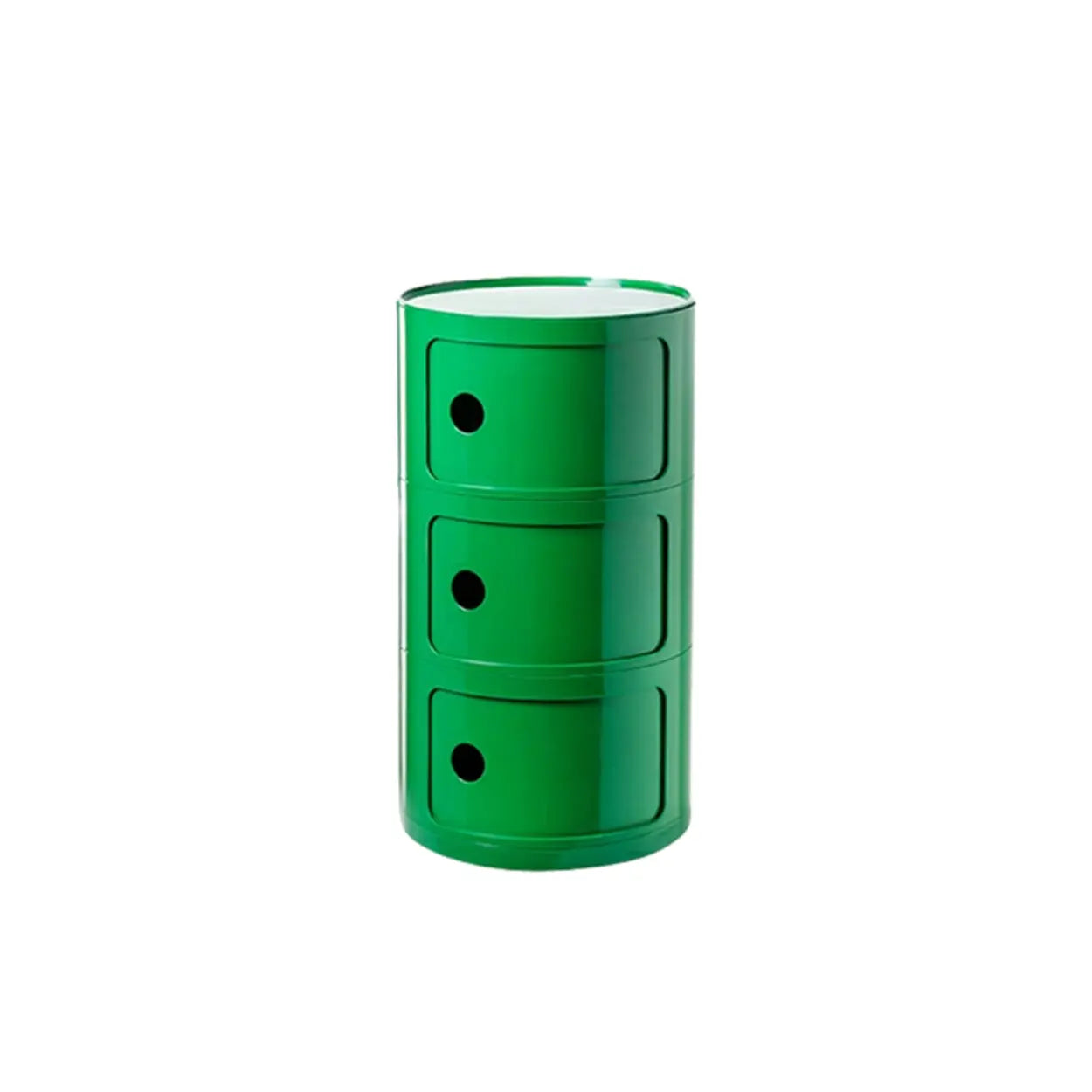 Pink Round Plastic Nightstand with Shelves and Cabinet — Green / 2 Piece Set
