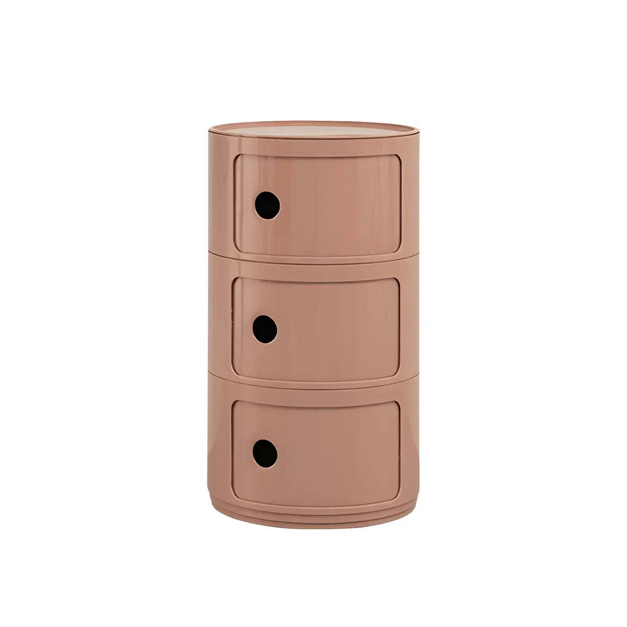Pink Round Plastic Nightstand with Shelves and Cabinet — Red / 1 Piece