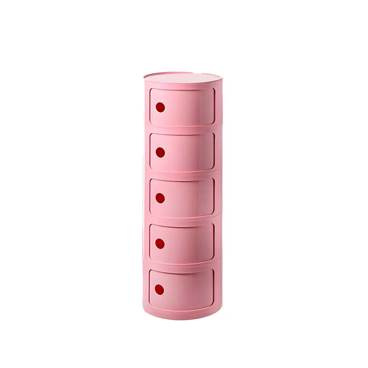 Pink Round Plastic Nightstand with Shelves and Cabinet — Yellow / 1 Piece