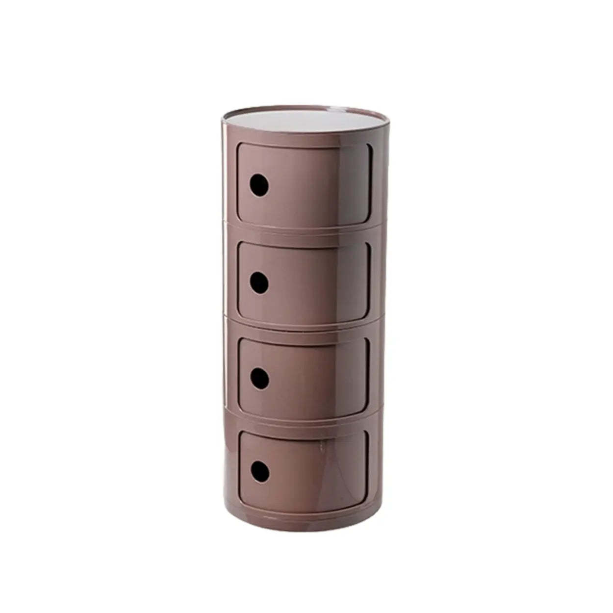 Pink Round Plastic Nightstand with Shelves and Cabinet — Ginger / 1 Piece