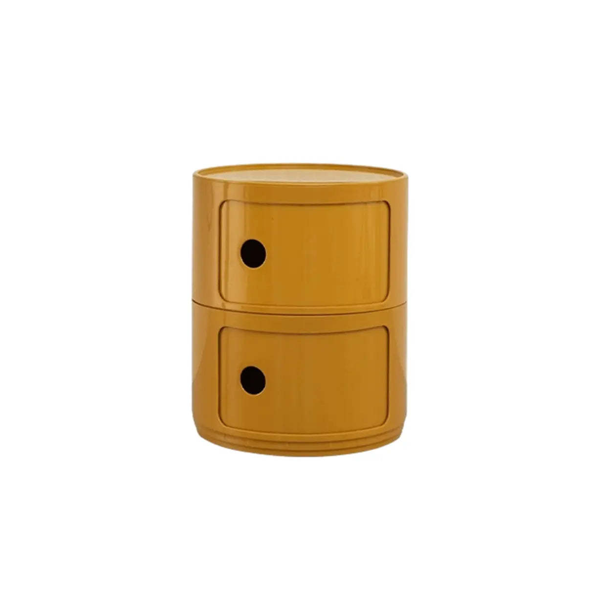 Pink Round Plastic Nightstand with Shelves and Cabinet — Coffee / 1 Piece